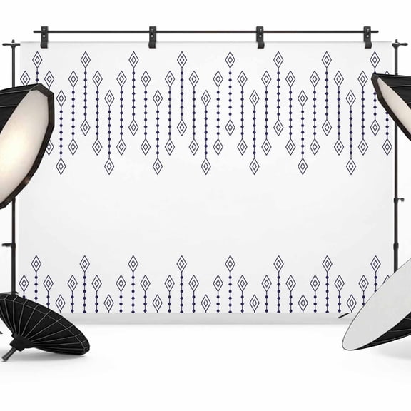 Rhombus Lines Backdrop for Photography, Geometric Boho White Background Photo Backdrop Portrait Background Party Banner Photo Backgrounds for Studio Booth Props, 7x5ft