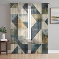 thumbnail image 1 of Rhombus Navy Blue Green Sheer Curtains 72 Inch Length 2 Panels Set, Geometric Modern Abstract Voile Window Treatment Rod Pocket Curtains Sheers Drapes for Bedroom/Living Room/Kitchen 52"x72"x2, 1 of 7