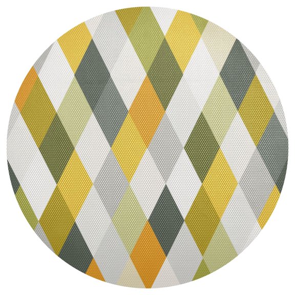 Rhombus Pattern with Multicolor PVC Round Grid Placemat Table Mat 1 Pc 15.4" x 15.4"