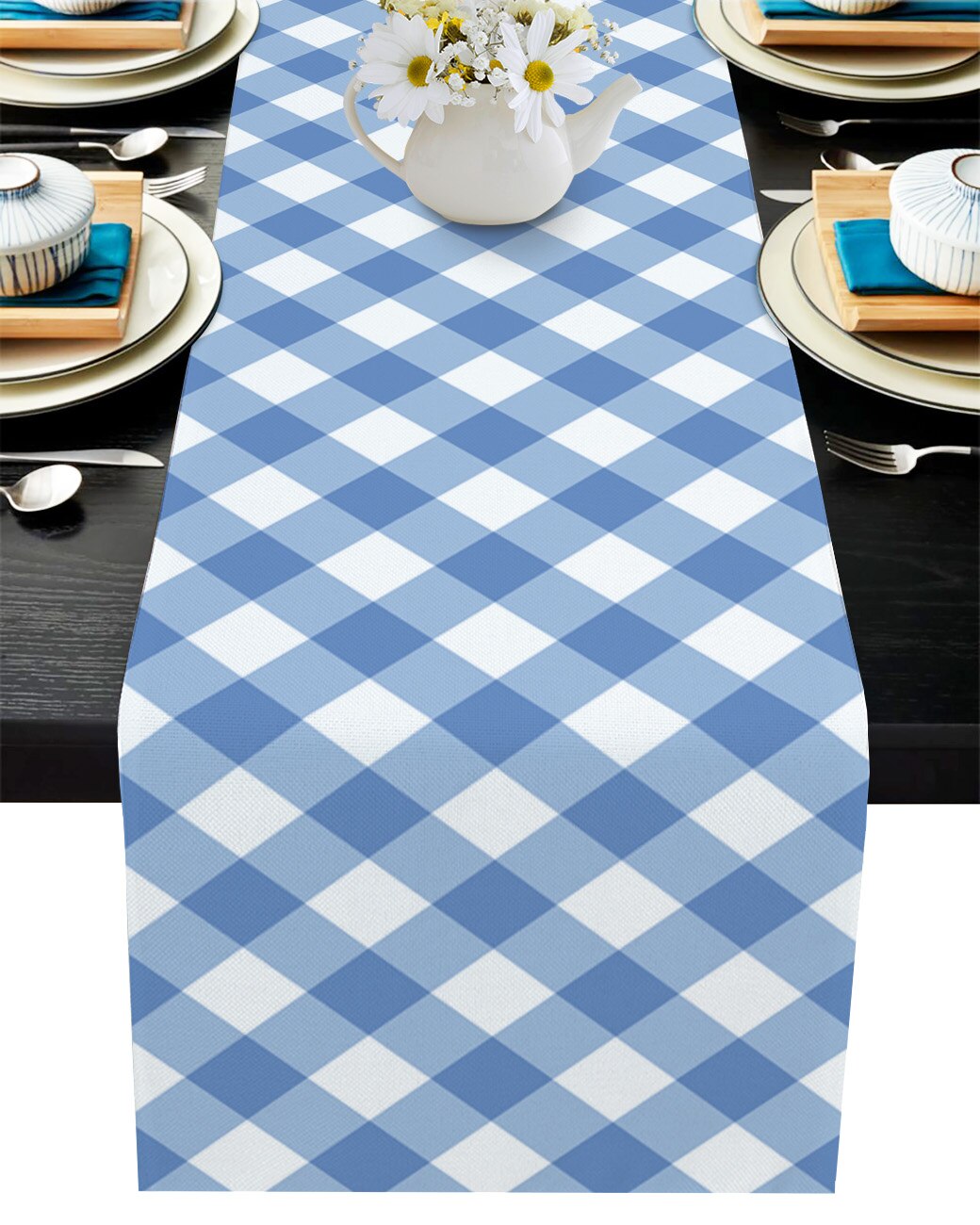 Rhombus Plaid Retro Coffee Table Decor Dinner Table Decoration Wedding