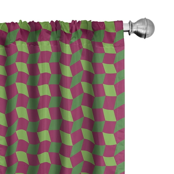 Rhombus Print Curtains 2 Panels Set, Retro Style Design of Geometric Shapes Hip Feels, Window Drapes for Living Room Bedroom, 56"W X 84"L, Multicolor, by Ambesonne