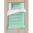 thumbnail image 1 of Rhombus Print Duvet Cover Set, Squares Natural Greenery Leafy Geometric Ornaments, Decorative 2 Piece Bedding Set with 1 Pillow Shams, Twin Size, Green Seafoam, by Ambesonne, 1 of 3