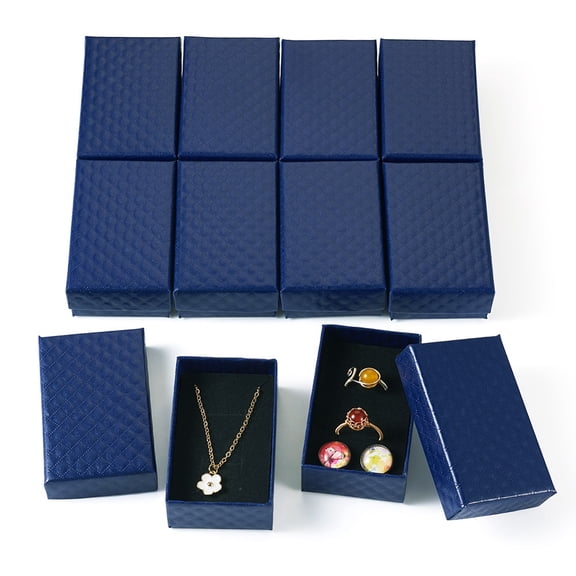 Rhombus Textured Cardboard Gift Storage boxes Rectangle Midnight Blue 8.1x5.1x2.75cm