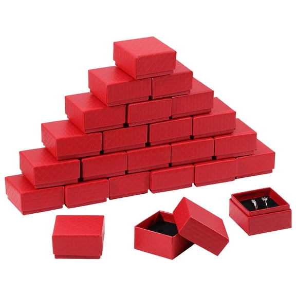 Rhombus Textured Cardboard Jewelry Storage Boxes with Sponge Inside Square for Earrings Rings Necklaces Bracelets Gifts Packaging FireBrick diy