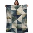 thumbnail image 1 of Rhombus Turquoise Blanket Soft Cozy Warm Throw Blanket for Couch, Plush Fuzzy Flannel Fleece Blankets for Sofa, Teal Geometric Abstract Art Bed Blankets Lightweight Gifts for Women, 40"x50", 1 of 9