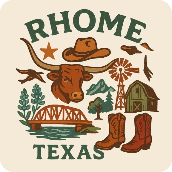 Rhome Texas Keepsakes Souvenir Vinyl Sticker – Destination Travel Keepsake Collectible (3-Inches Wide)