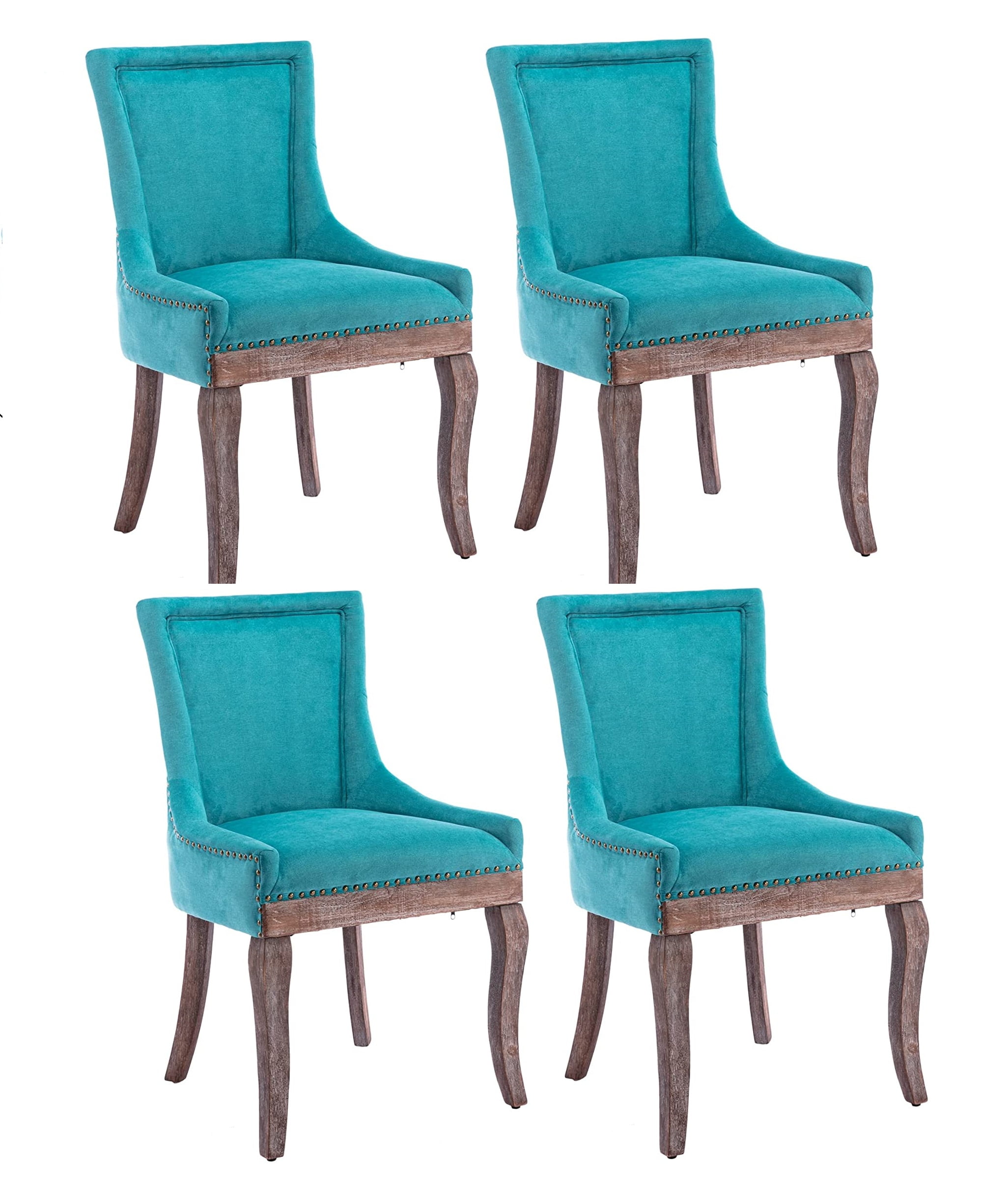 Rhomtree Fabric Dining Side Chairs,Blue (Set of 4)