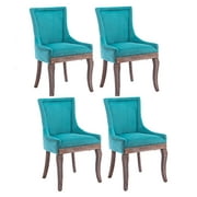 Rhomtree Fabric Dining Side Chairs,Blue Set of 4