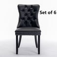 thumbnail image 1 of Rhomtree Faux Leather Button Tufted Dining Side Chairs, Black (Set of 6), 1 of 8
