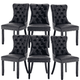 thumbnail image 1 of Rhomtree Faux Leather Tufted Dining Side Chairs, Gray/Black (Set of 6), 1 of 9