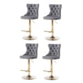 thumbnail image 1 of Swivel Upholstered Bar Stools with Button Tufted Back,(Gray,Set of 4), 1 of 8