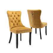Rhomtree Velvet Button Tufted Dining Side Chairs, Golden Set of 2