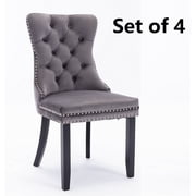 Rhomtree Velvet Tufted Dining Side Chairs, Dark Gray Set of 4