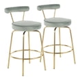 thumbnail image 1 of Rhonda Glam Counter Stool in Gold Metal and Sage Green Velvet by LumiSource - Set of 2, 1 of 6