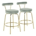 thumbnail image 1 of Rhonda Glam Counter Stool in Gold Metal and Sage Green Velvet by LumiSource - Set of 2, 1 of 7
