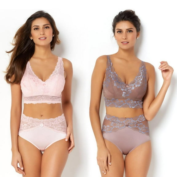 Rhonda Shear 2-pack Lace Bra with Removable Pads-5396063CR483