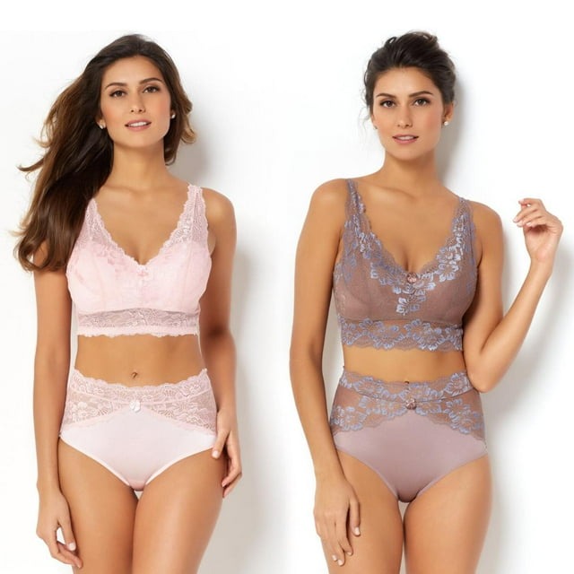 Rhonda Shear 2-pack Lace Bra with Removable Pads-5396063CR488