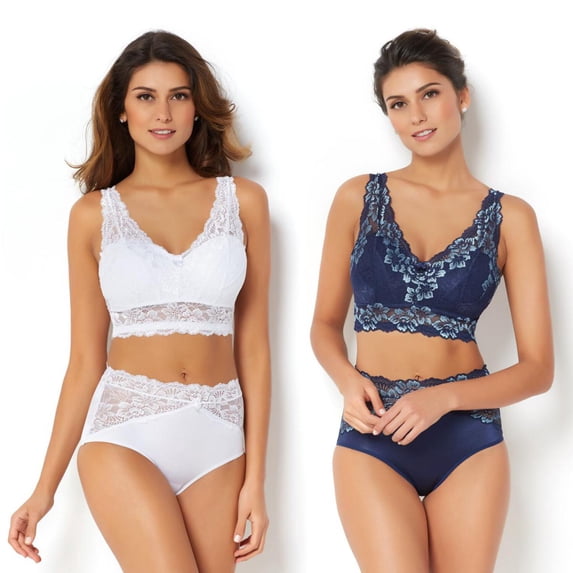 Rhonda Shear 2-pack Lace Bra with Removable Pads-5396066M6482