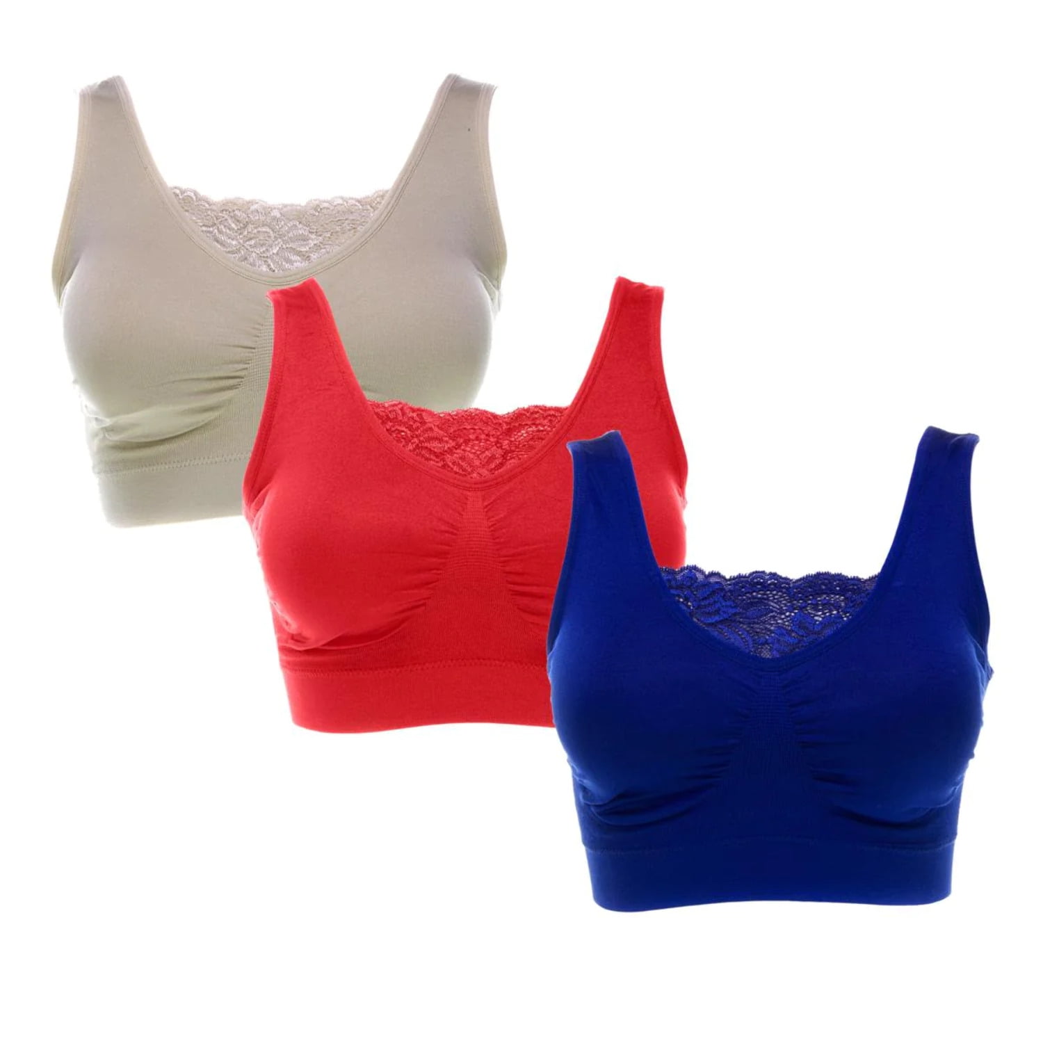 Rhonda Shear "Ahh" Bra 3pack with Lace Inset