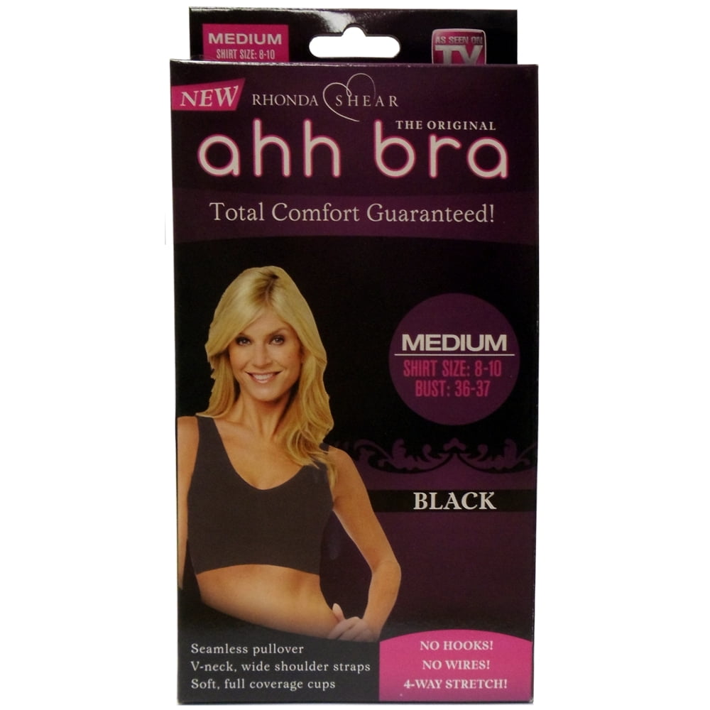 Rhonda Shear -Ahh Bra-Women's Seamless Support Comfort Sports Bra Bust Bra  Band 36-37 Black Medium