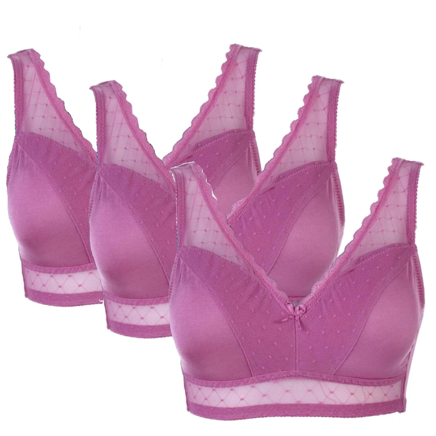 Rhonda Shear Mesh Dot Pin-Up Bra 3 Pack w/Removable Pads - Walmart.com