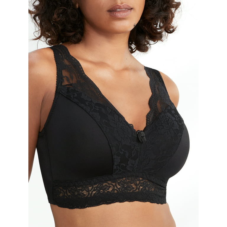Women's Rhonda Shear 672P Ahh Pin-Up Lace Leisure Bra with Removable Pads  (Steel Gray 3X) 
