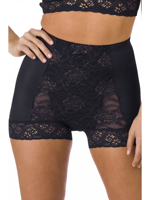 Women's Rhonda Shear 3867B Pin Up Girl Lace Control Panty (Black 3X)