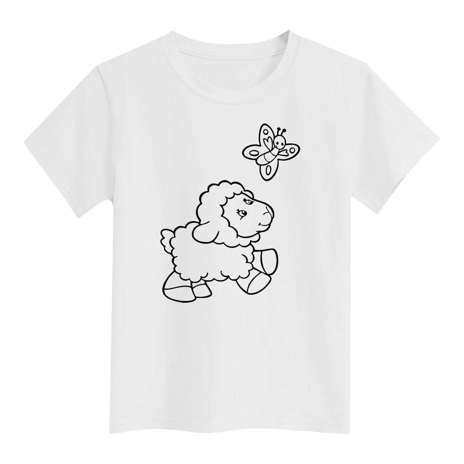Rhoudy 3-4 Years Toddler Clothes For Girls Bunny Prints Round Neck Short Sleeve Tee Summer Easter Day Tops Relax Fit Outfits White