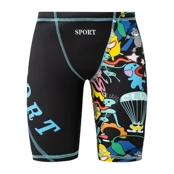 Rhoudy Boys Swim Set Boys Swim Trunks Swimwear Cartoon Graphic Summer Beach Swim Shorts Youth Athletic Swimming Bottom Cute Playsuit Light Blue 7-8 Years
