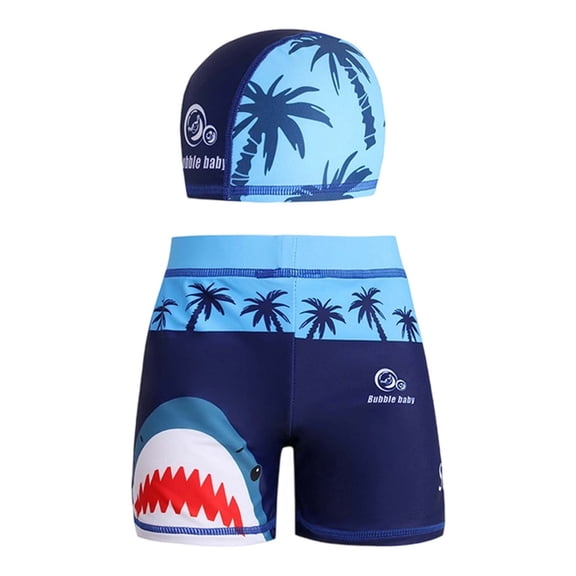 Rhoudy Boys Swim Set Swim Trunks For Kids With Swim Cap Summer Beach Pool Swimsuits For Toddlers Youth Adorable Wear Navy 7-8 Years