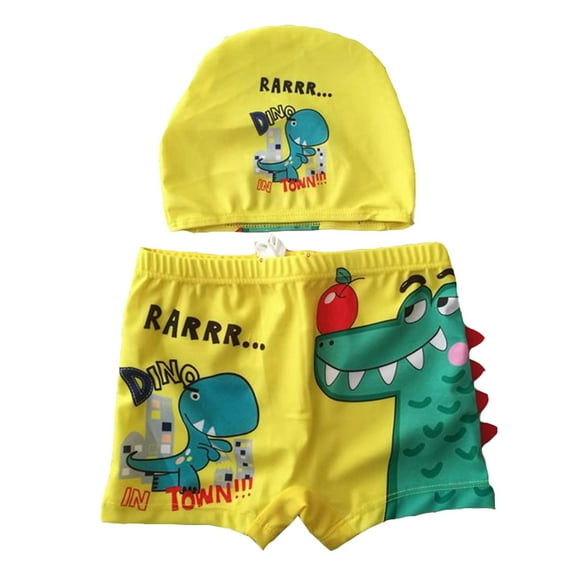 Rhoudy Boys Swim Set Toddler Boys Cartoon Printed Swim Trunks Kids Boys Bathing Suit Swimsuit Beach Adorable Playsuit Light Yellow 3-4 Years