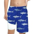 thumbnail image 1 of Rhoudy Boys Swim Trunks Cartoon Prints Swim Trunks With Compression Liner 4-Way High Waist Stretch Quick Dry Bathing Suit Adorable Playsuit Blue 7-8 Years, 1 of 5