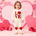 thumbnail image 1 of Rhoudy Clothes For Girl 12 Months Valentines Day Kids Knit Long Sleeve Hoodie And Sweatpants Two Piece Cozy Outfit For Girls And Boys Matching Couple Wear Sweet Outfits Beige, 1 of 5