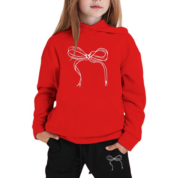 Rhoudy Clothes For Girls 9-10 Years Crewneck Tracksuit Pullover Sweatshirt Pants Long Sleeve Floral Print Matching Outfit Two Piece Playwear Trend Outfits Red