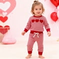 thumbnail image 1 of Rhoudy Cute Clothes For Girl 12 Months Valentines Day Outfit Heart Embroidery Stripe Long Sleeve Top And Pants Two Piece Playwear Fashion Outfits Red, 1 of 5