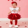 thumbnail image 1 of Rhoudy Cute Clothes For Girl 1-3 Months Valentines Day Baby Outfit Sleeveless Romper Panties Skirt Hair Holiday Party Dress Adorable Outfits Red, 1 of 6