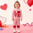 thumbnail image 1 of Rhoudy Cute Clothes For Girls 18 Months Valentines Day Kids Knit Long Sleeve Hoodie And Sweatpants Two Piece Cozy Outfit For Girls And Boys Matching Couple Wear Casual Outfits Pink, 1 of 4