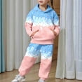 thumbnail image 1 of Rhoudy Girl Clothes 2-3 Years Fall Long Sleeve Two Piece Outfit Ice Cream Print Hooded Suit Winter Jogger Set Top And Pants Basic Outfits Blue, 1 of 7