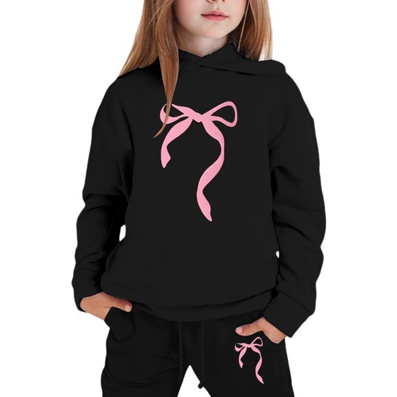 Rhoudy Girl Clothes 3-4 Years Crewneck Tracksuit Pullover Sweatshirt Pants Long Sleeve Floral Print Matching Playwear And Shorts Two Piece Coordinated For And Kids Versatile Outfits Black