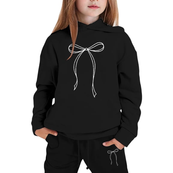 Rhoudy Girls Clothes 7-8 Years Long Sleeve Floral Print Two Piece Outfit For Playwearcrewneck Tracksuit Pullover Sweatshirt Pants Classic Outfits Black