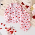 thumbnail image 1 of Rhoudy Girls Clothing 5-6 Years Baby And Heart Flowers Long Sleeve Top + Pantsuit Valentine'S Day Sleepwear Classic Outfits Pink, 1 of 8