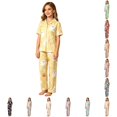 thumbnail image 1 of Rhoudy Pajamas For Toddler Girls Shorts Sleeve Cartoon Prints T Shirts Pants Lapel Sleepwear Basic Daily Wear Yellow, 1 of 4