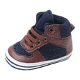 thumbnail image 1 of Rhoudy Shoes For Boys Girls 0-6 Months Summer Children Toddler Shoes Sports Shoes Flat Sole Round Head High Top Lace Up Colorblock Casual Style Adorable Daily Wear Brown, 1 of 2