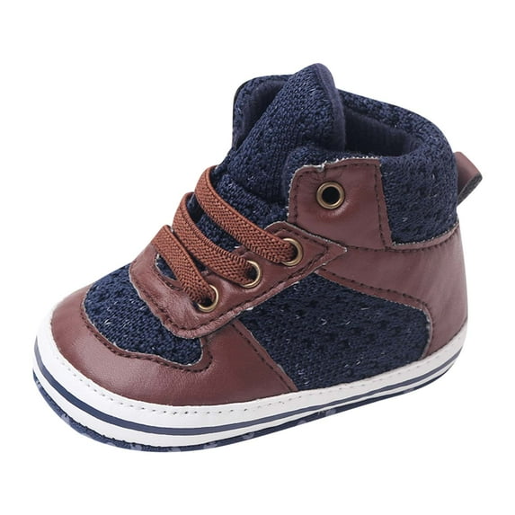 Rhoudy Shoes For Boys Girls 0-6 Months Summer Children Toddler Shoes Sports Shoes Flat Sole Round Head High Top Lace Up Colorblock Casual Style Adorable Daily Wear Brown