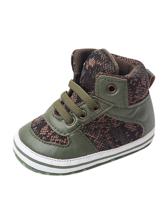 Rhoudy Shoes For Boys Girls Summer Children Toddler Shoes Sports Shoes Flat Sole Round Head High Top Lace Up Colorblock Casual Style Lighttweight Green Daily Wear 6-12 Months