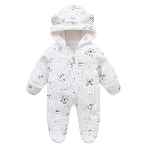 Rhoudy Spring Bodysuit For Boys Round Neck Long Sleeve Infant Baby Onesies Outfit Winter Pajamas Warm Warmth Romper Jumpsuit Casual Playsuit White 9-12 Months