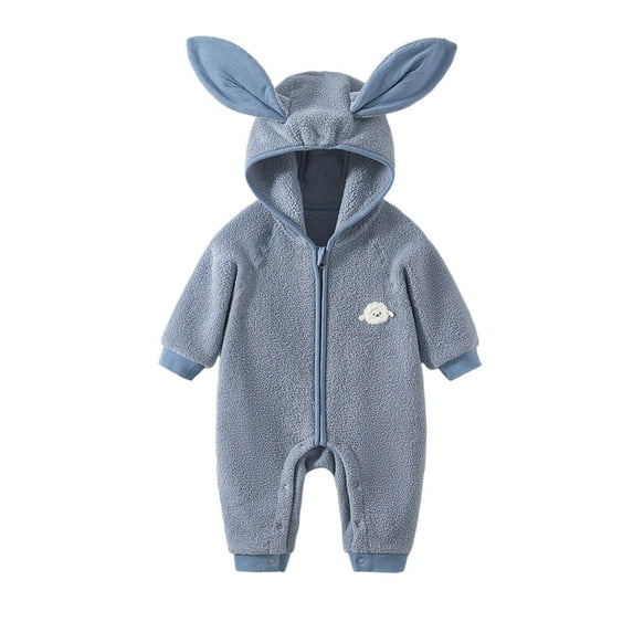 Rhoudy Summer Bodysuit For Boys O Neck Long Sleeve Onesies For Babies Hooded Jumpsuit Fall And Winter Adorable For Outdoor Adventures Cute Playsuit Sky Blue 0-3 Months