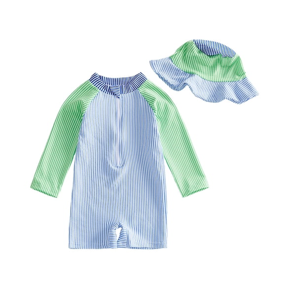 Rhoudy Swim Trunks Boys Long Sleeve Rash Guard With Matching Swim Trunks And Detachable Hood Sun Swim For Kids Classic Playsuit Sky Blue 6-12 Months