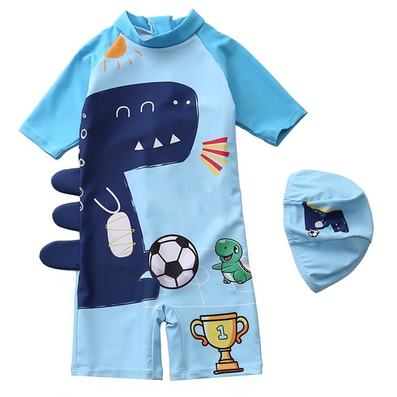 Rhoudy Swim Trunks Boys Long Sleeve Swim Shirt With Hood And Upf 50 Sun Rash Guard For Kids Swimming Surfing Beach Handsome Playsuit Dark Blue 4-5 Years