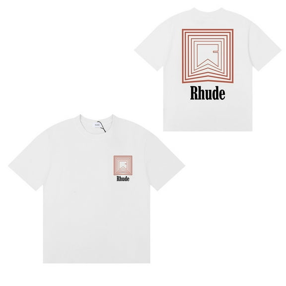 Rhu-de Shirt Retro Leisure Casual Fashion Cotton Round Neck Short Sleeve T-Shirt Men's Shirts-M